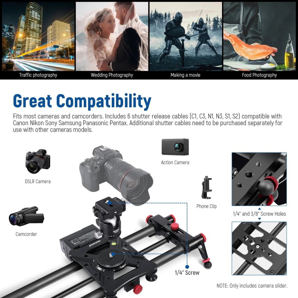 Neewer ER1-120 motorized wireless carbon fiber camera slider