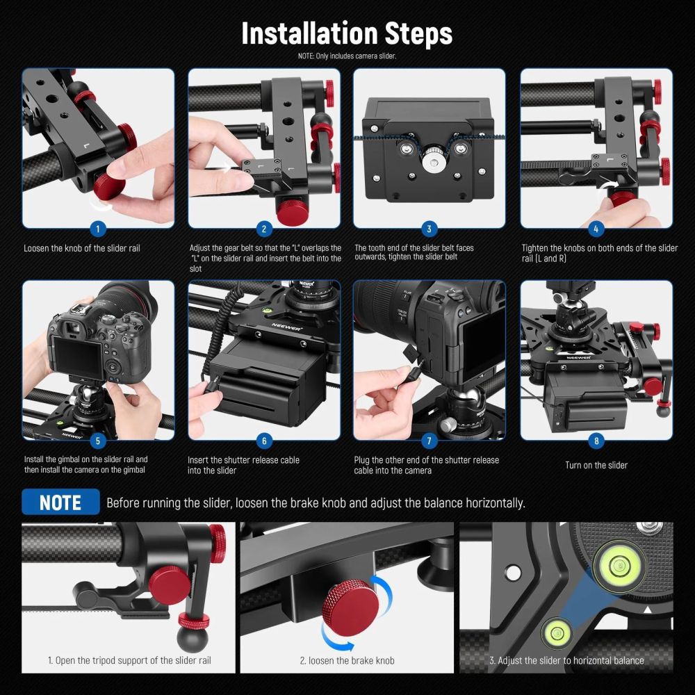 Neewer ER1-120 motorized wireless carbon fiber camera slider
