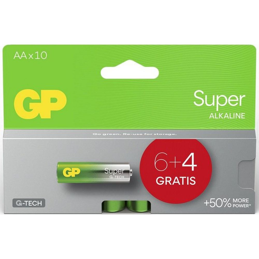 Confezione blister da 10 batterie alcaline GP Super AA da 1,5 V