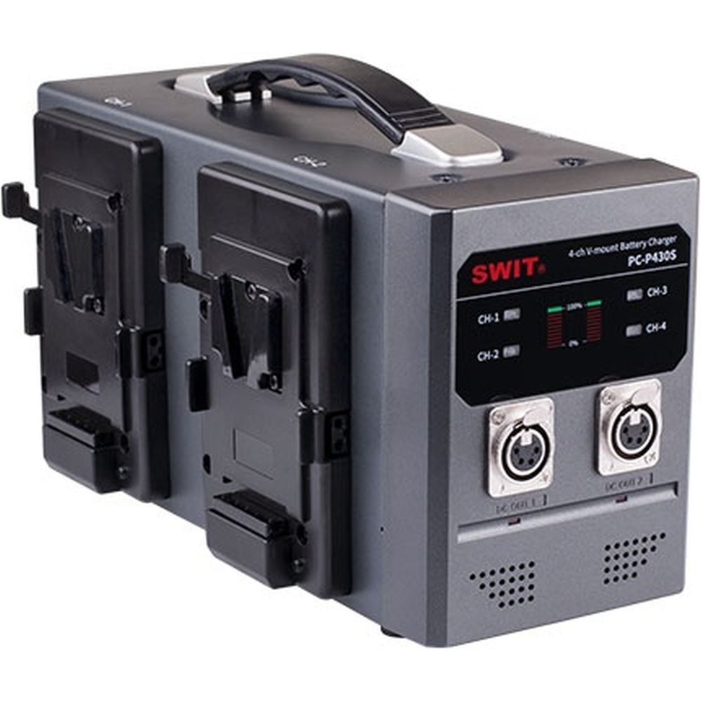 Caricabatterie simultaneo rapido SWIT PC-P430S 4 canali x 3A con uscita CC 2-XLR, montaggio a V