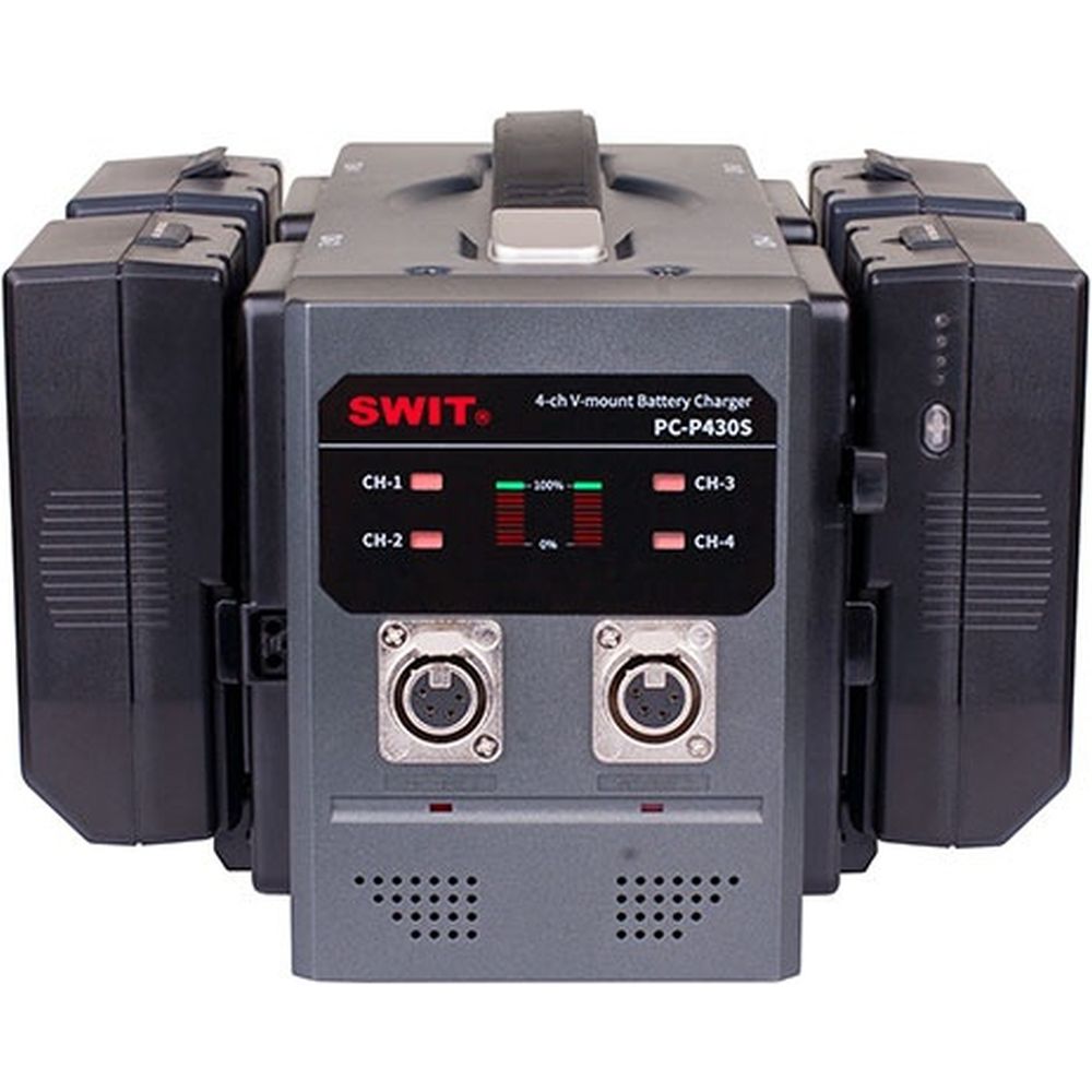 Caricabatterie simultaneo rapido SWIT PC-P430S 4 canali x 3A con uscita CC 2-XLR, montaggio a V