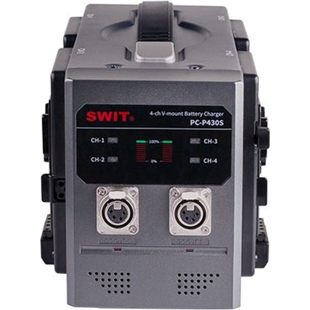 Caricabatterie simultaneo rapido SWIT PC-P430S 4 canali x 3A con uscita CC 2-XLR, montaggio a V
