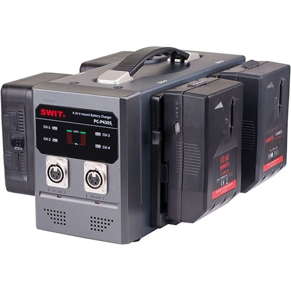 Caricabatterie simultaneo rapido SWIT PC-P430S 4 canali x 3A con uscita CC 2-XLR, montaggio a V