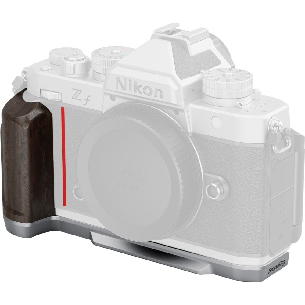 SmallRig 5707 L-Shaped Mount Plate with Wooden Handle for Nikon Z f, silver