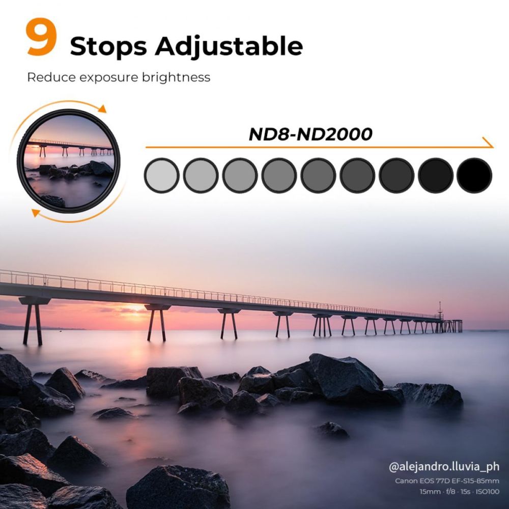 K&F Concept Variable ND filter ND8-2000 super slim - 72mm