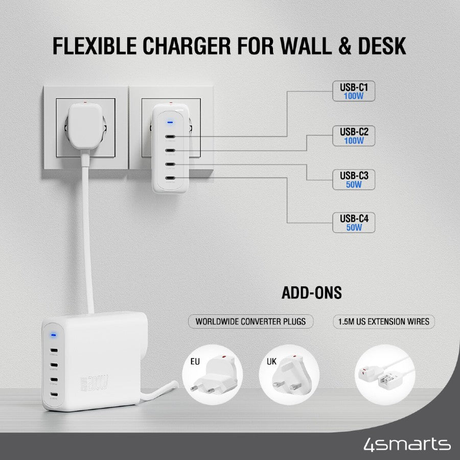 4smarts GaN Flex Pro 200W 4 caricatore USB-C edizione da viaggio
