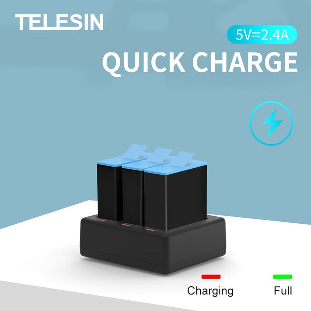 Caricabatterie Telesin per 3 batterie - GoPro Hero 13