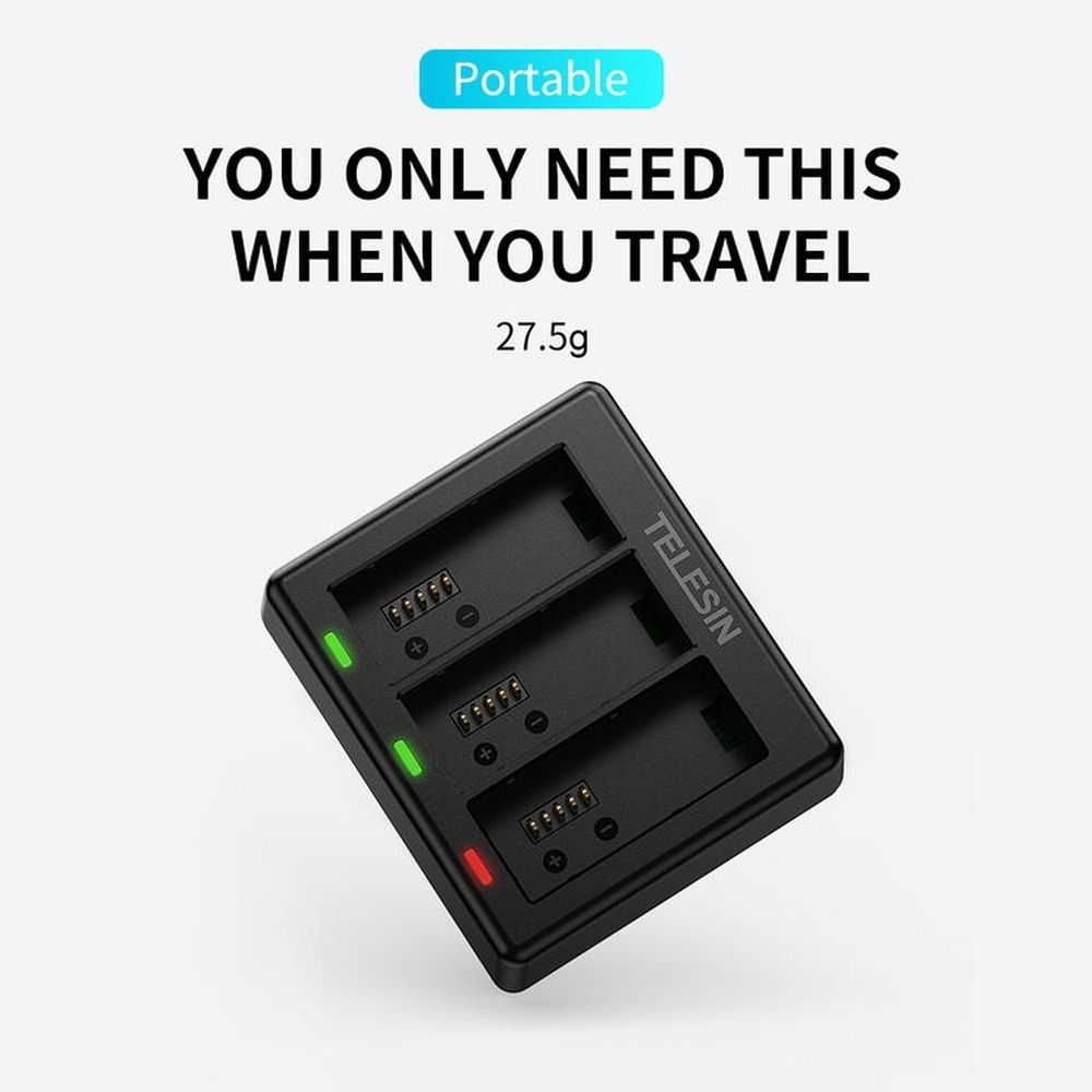 Caricabatterie Telesin per 3 batterie - GoPro Hero 13