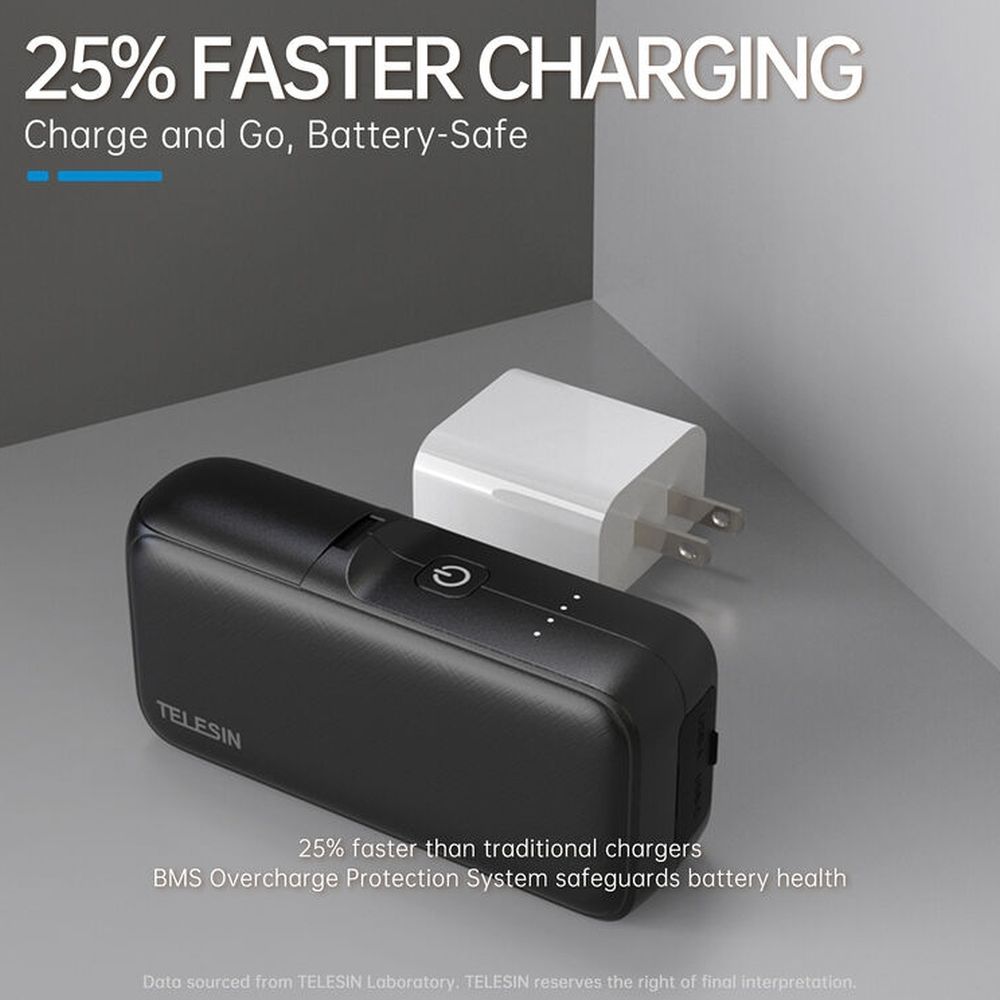 Power bank Telesin da 10000 mAh per batterie GoPro 13 - 20 W