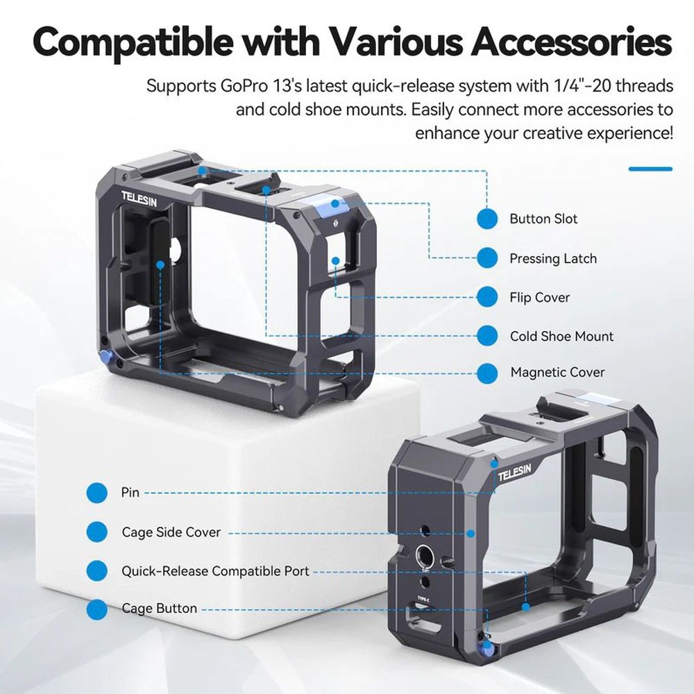 Telesin Metal Housing GoPro Hero 13 (Magnetic Charging)