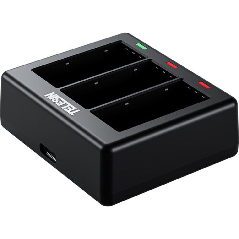 Caricabatterie Telesin per 3 batterie + 2 batterie per GoPro 13