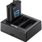 Caricabatterie Telesin per 3 batterie + 2 batterie per GoPro 13