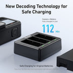 Caricabatterie Telesin per 3 batterie + 2 batterie per GoPro 13
