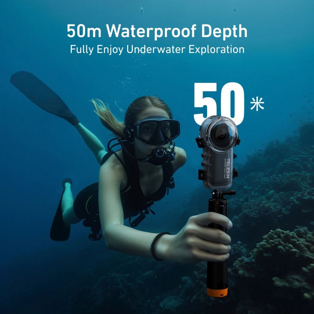 Custodia subacquea invisibile Telesin per Insta360 X4