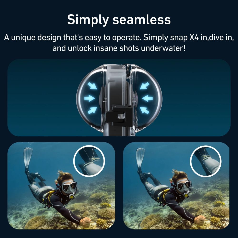 Custodia subacquea invisibile Telesin per Insta360 X4