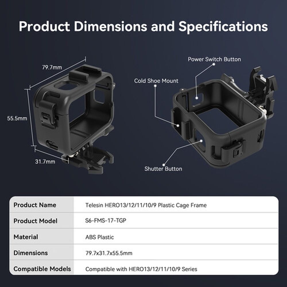 Telesin Plastic Frame for GoPro Hero 13/12/11/10/9