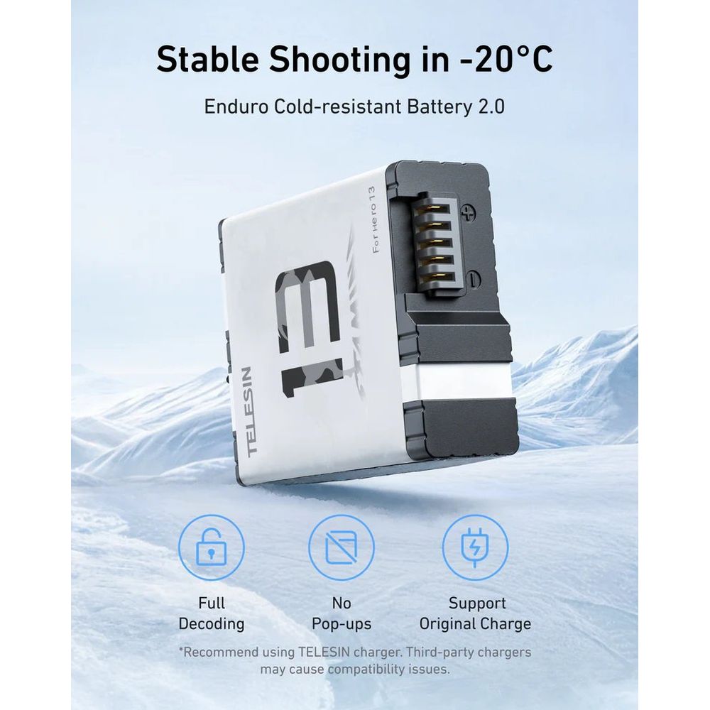 Telesin Pocket Charging Box + 2x Stamina Batteria V2 per GoPro 13