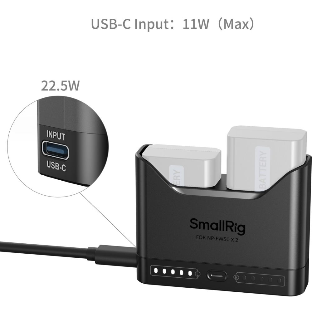 Caricabatterie per fotocamera SmallRig 5493 per NP-FW50