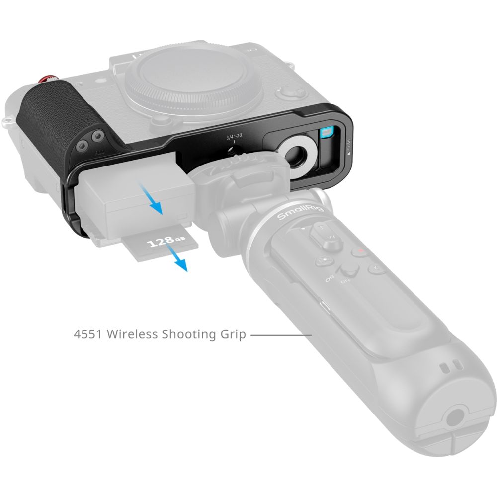 SmallRig 5663 Piastra di montaggio a L con impugnatura in silicone per FUJIFILM X-T30 / X-T30 II / X-T30 III, nera