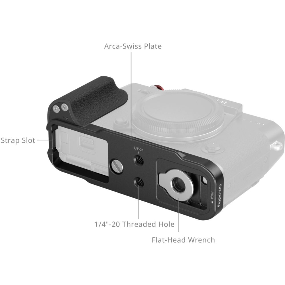 SmallRig 5663 Piastra di montaggio a L con impugnatura in silicone per FUJIFILM X-T30 / X-T30 II / X-T30 III, nera