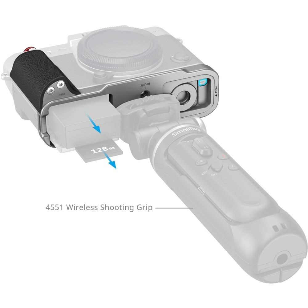 SmallRig 5664 L-Shaped Mount Plate with Silicone Handle for FUJIFILM X-T30 / X-T30 II / X-T30 III, Silver