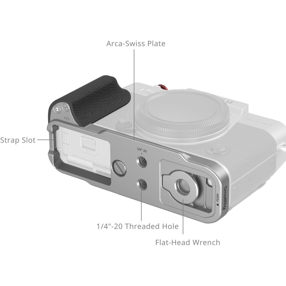 SmallRig 5664 L-Shaped Mount Plate with Silicone Handle for FUJIFILM X-T30 / X-T30 II / X-T30 III, Silver