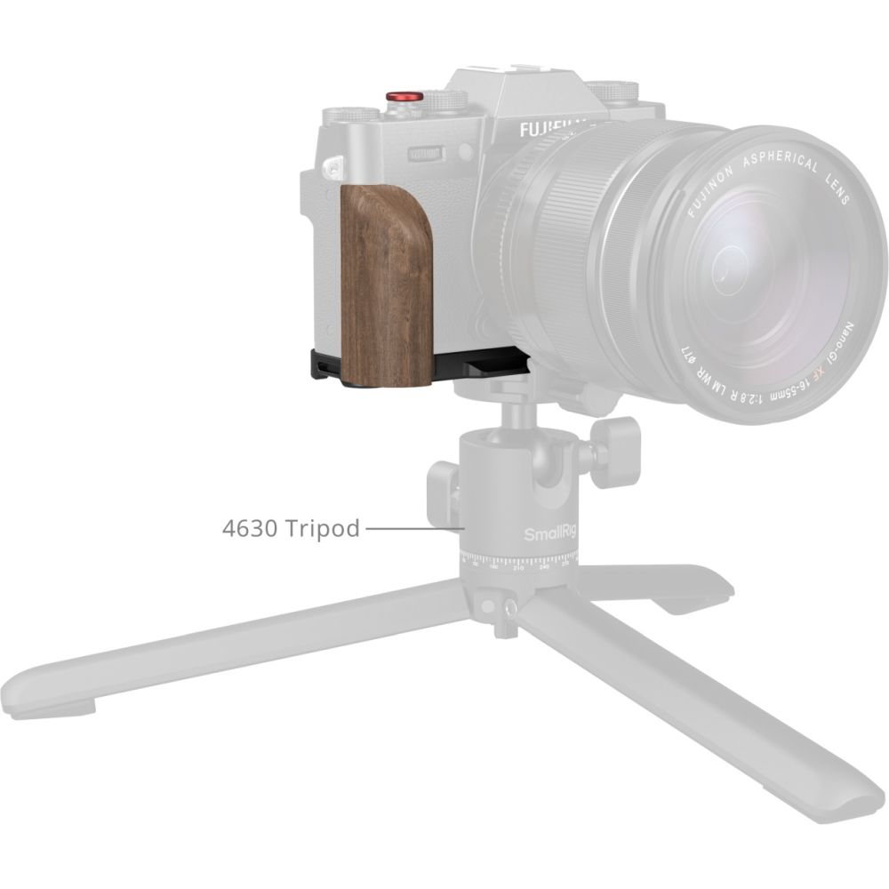 SmallRig 5666 L-Shaped Mount Plate with Wooden Handle for FUJIFILM X-T30 / X-T30 II / X-T30 III, Black