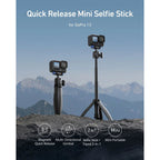 Telesin Selfie stick Mini Tripod 2.0 with Ball Head for GoPro