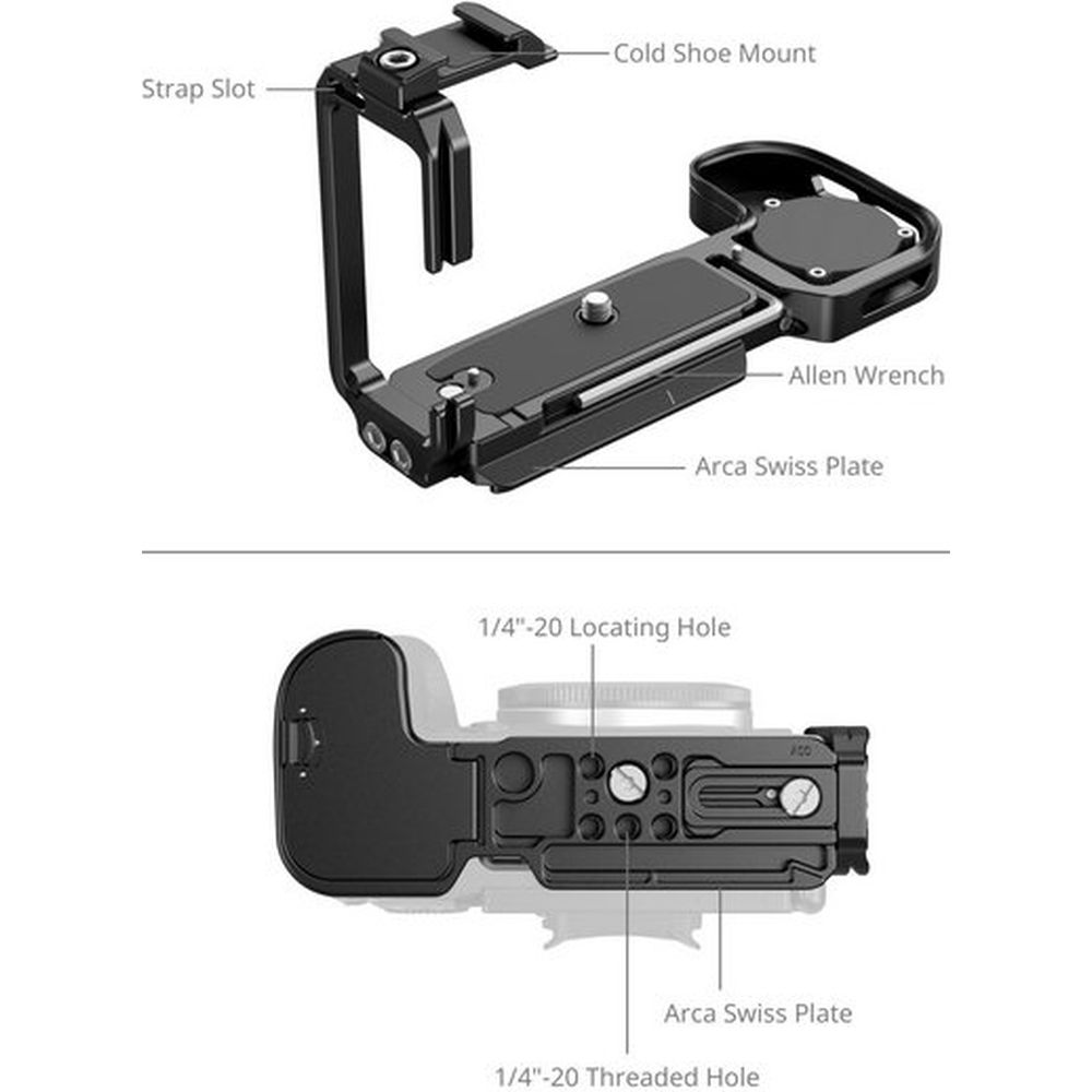 Piastra di montaggio a L SmallRig 5962 con slot AirTag per Canon EOS R6 Mark III / R6 Mark II / R5 Mark II
