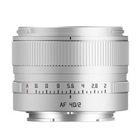 TTArtisan AF 40mm f/2 Sony E-attacco argento