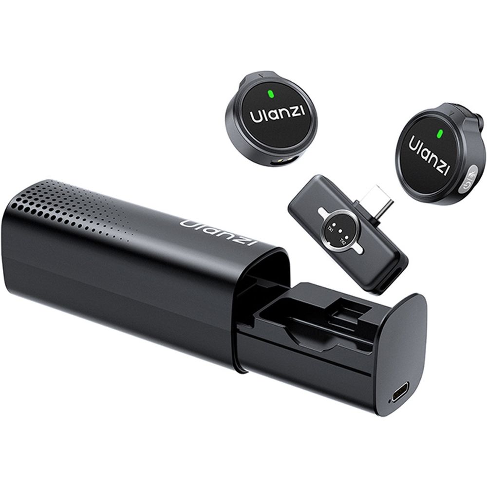 Set microfono wireless Ulanzi A21 con custodia USB-C - Nero