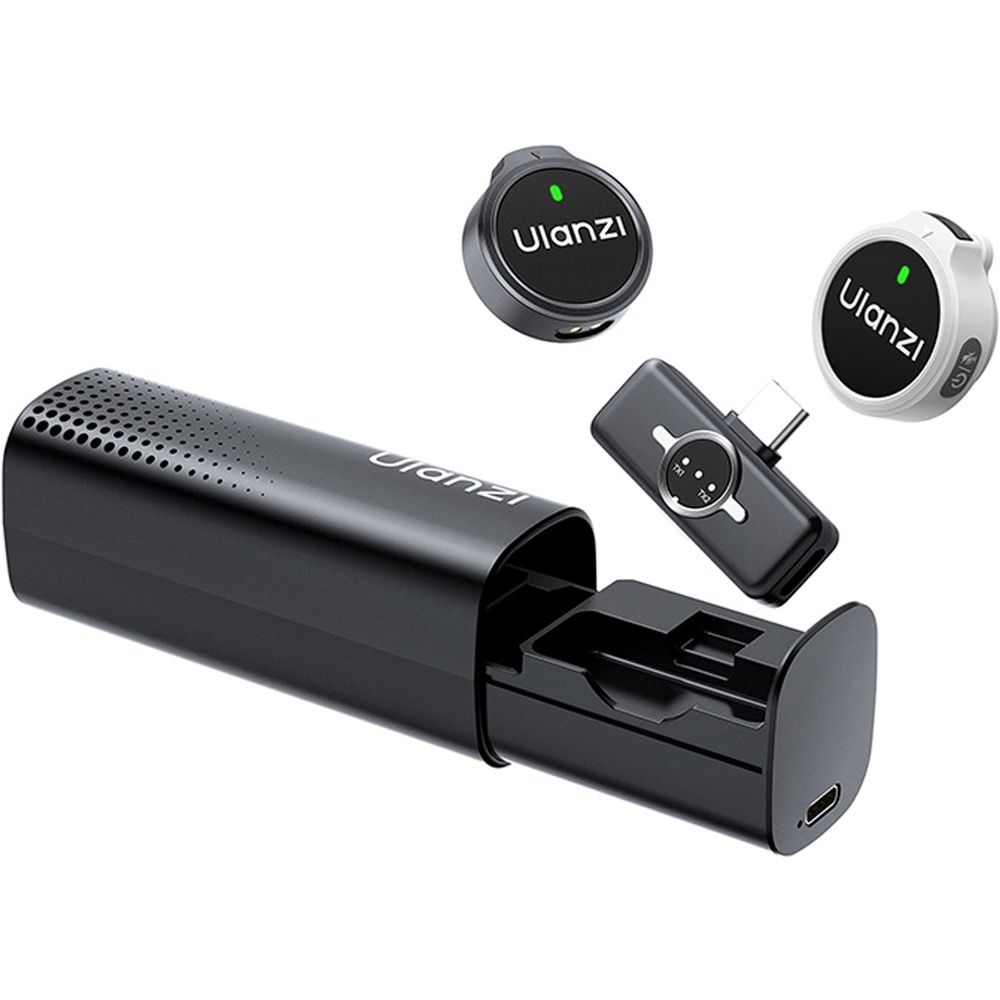 Set microfono wireless Ulanzi A21 + custodia USB-C - nero e bianco