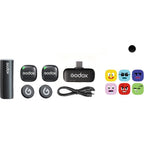 Godox C01 Kit 2 Sistema microfonico wireless 2.4G Nero