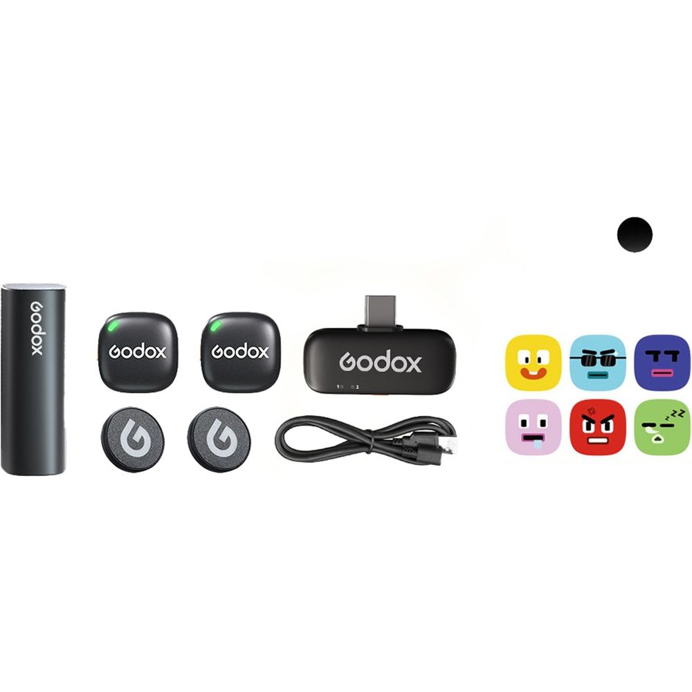 Godox C01 Kit 2 Sistema microfonico wireless 2.4G Nero
