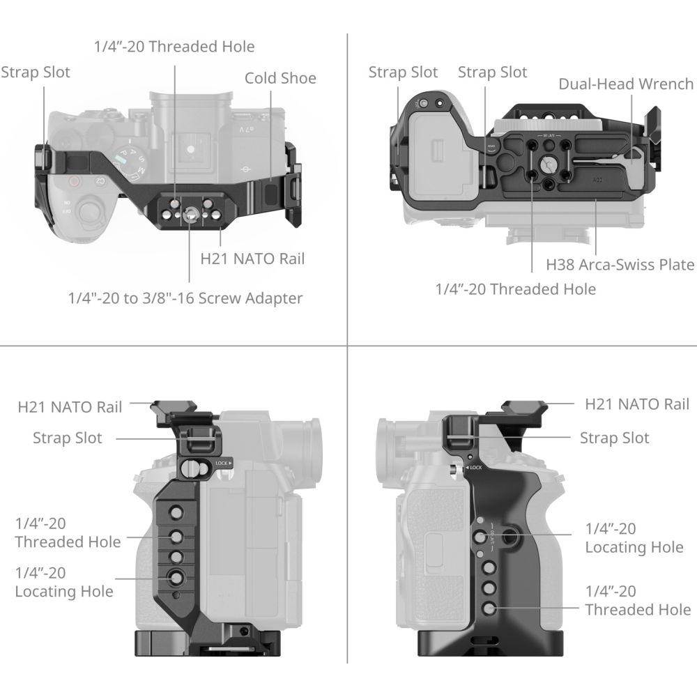 SmallRig 6024 "HawkLock" Gabbia a sgancio rapido per Sony Alpha 7 V / 7R V / 7 IV