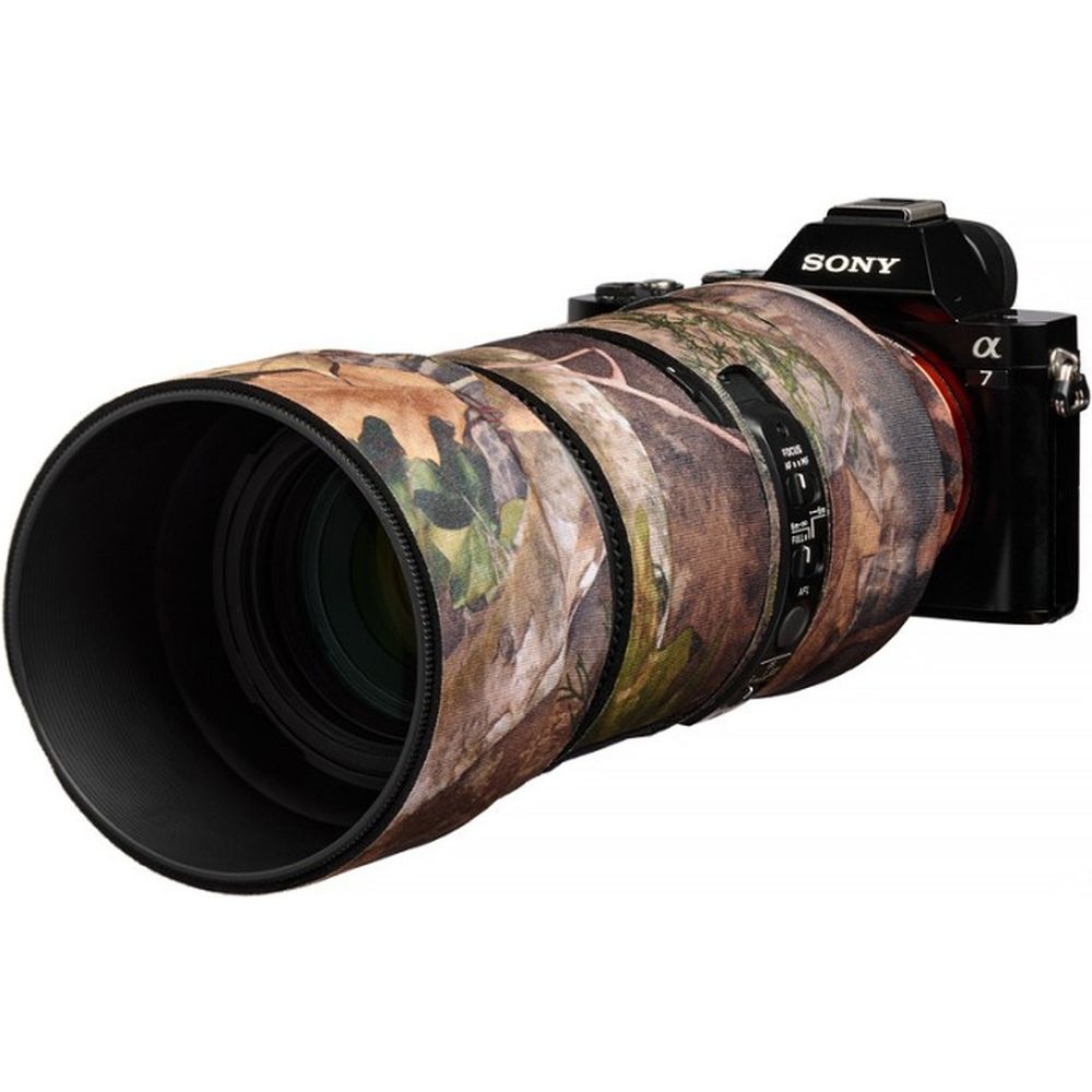 easyCover Obiettivo rovere per Sigma 100-400mm f/5-6.3 DG DN OS | C (Sony E / Leica L) Vero mimetismo Kanati in legno