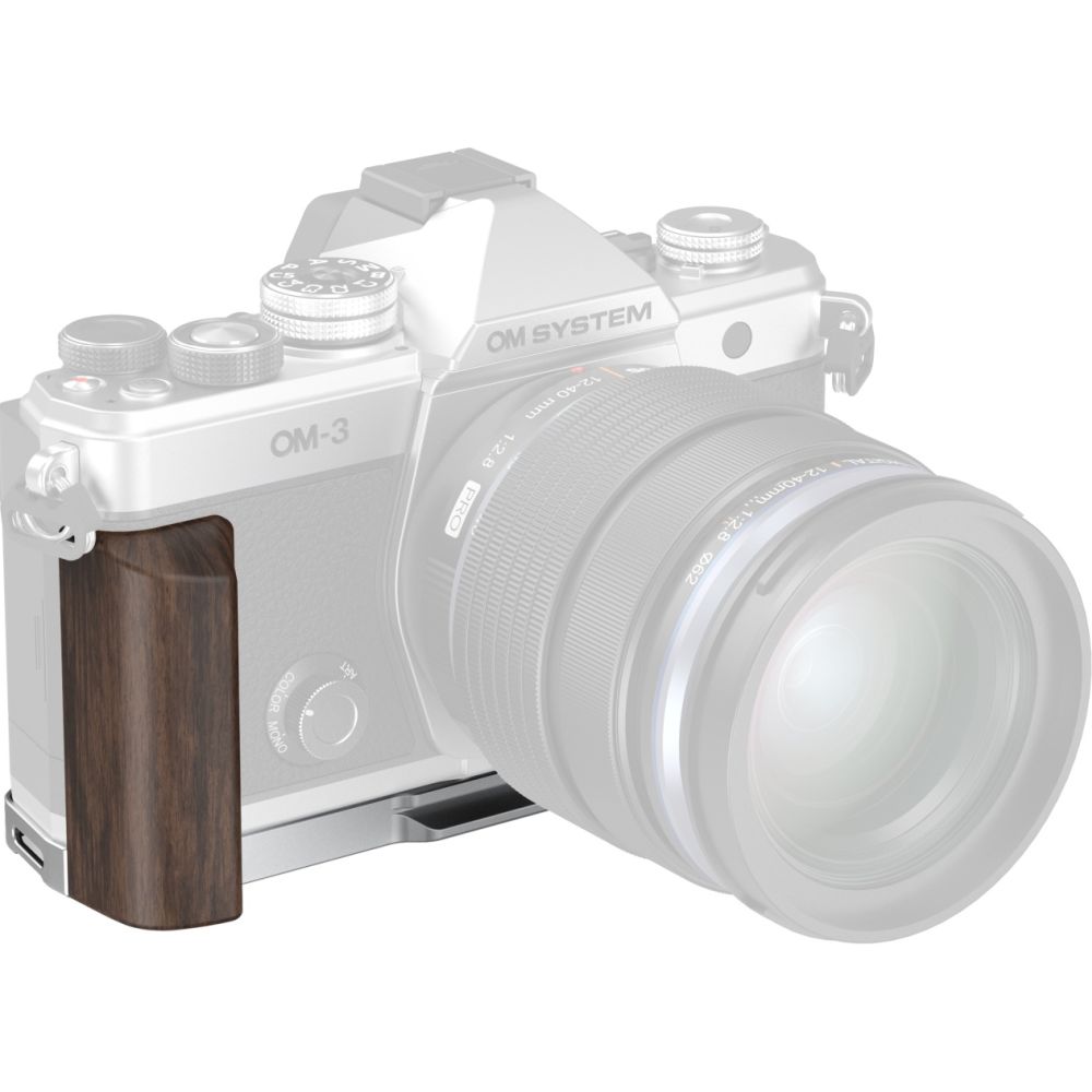 SmallRig 5563 L-Shaped Mount Plate with Wooden Handle for OM SYSTEM OM-3
