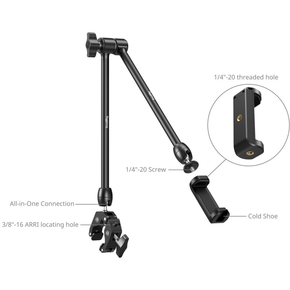 SmallRig 5624 Kit braccio magico da tavolo con morsetto a forma di granchio