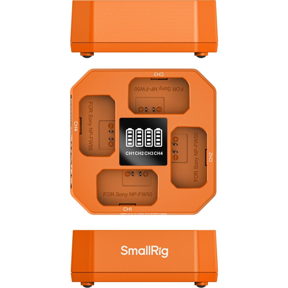 Caricabatterie per batteria a quattro canali per fotocamera SmallRig 5749 per NP-FW50