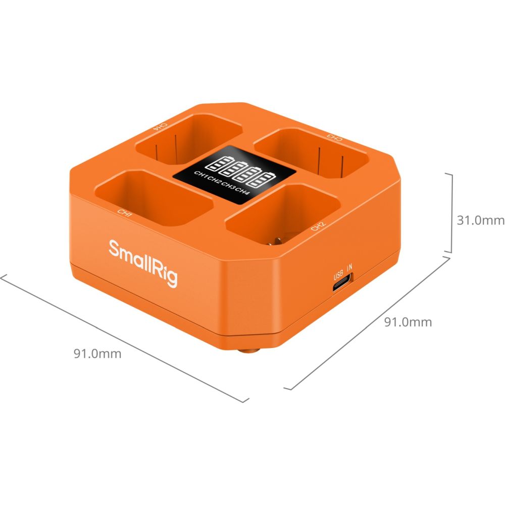 Caricabatterie per batteria a quattro canali per fotocamera SmallRig 5749 per NP-FW50