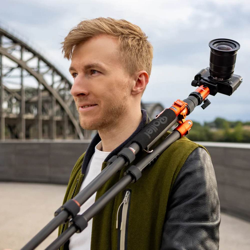 Rollei Compact Traveler No.1 Carbon Treppiede Treppiede da viaggio V2 - Arancione
