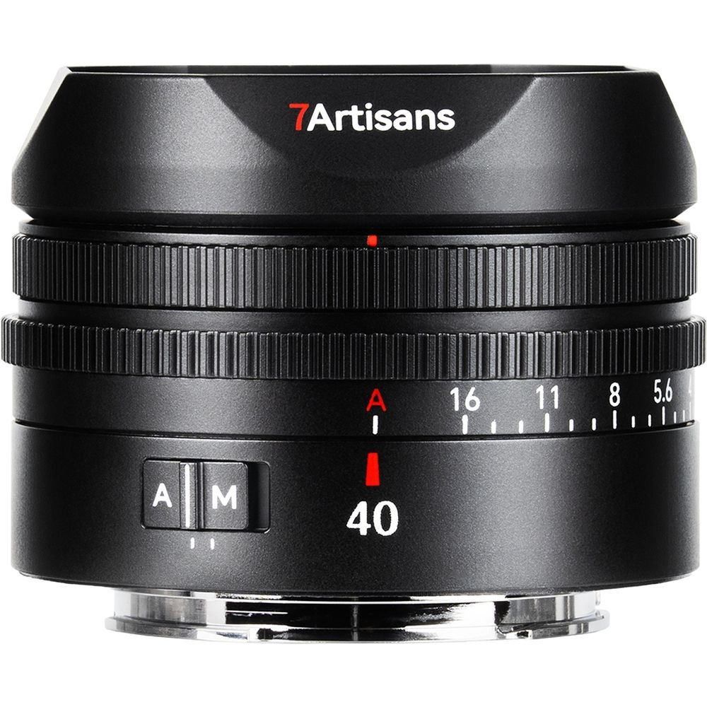 Obiettivo 7Artisans AF 40mm f/2.5 con attacco Sony E, colore nero.