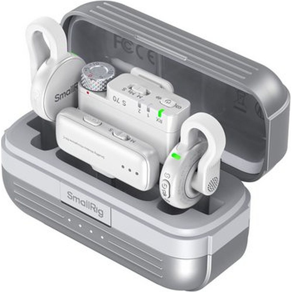 Microfono wireless SmallRig 5716 S70 con compatibilità multi-dispositivo, bianco