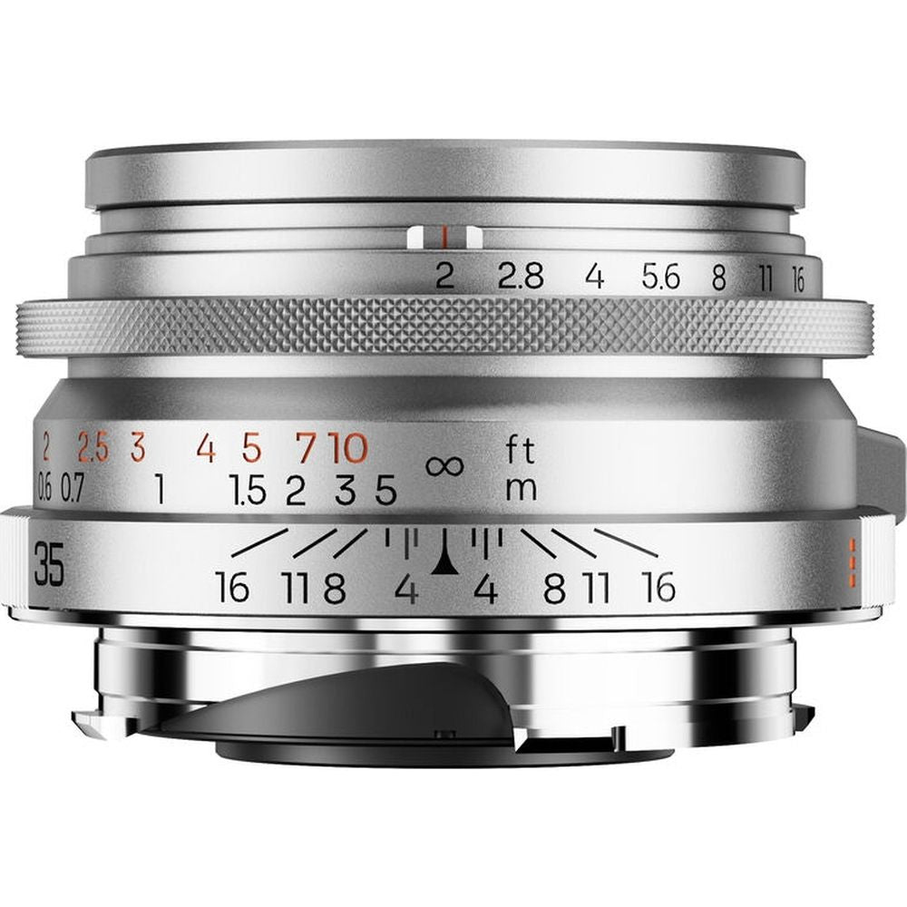 Thypoch Full-frame Ksana 35mm f/2 ASPH. with lens hood Leica M, silver chrome