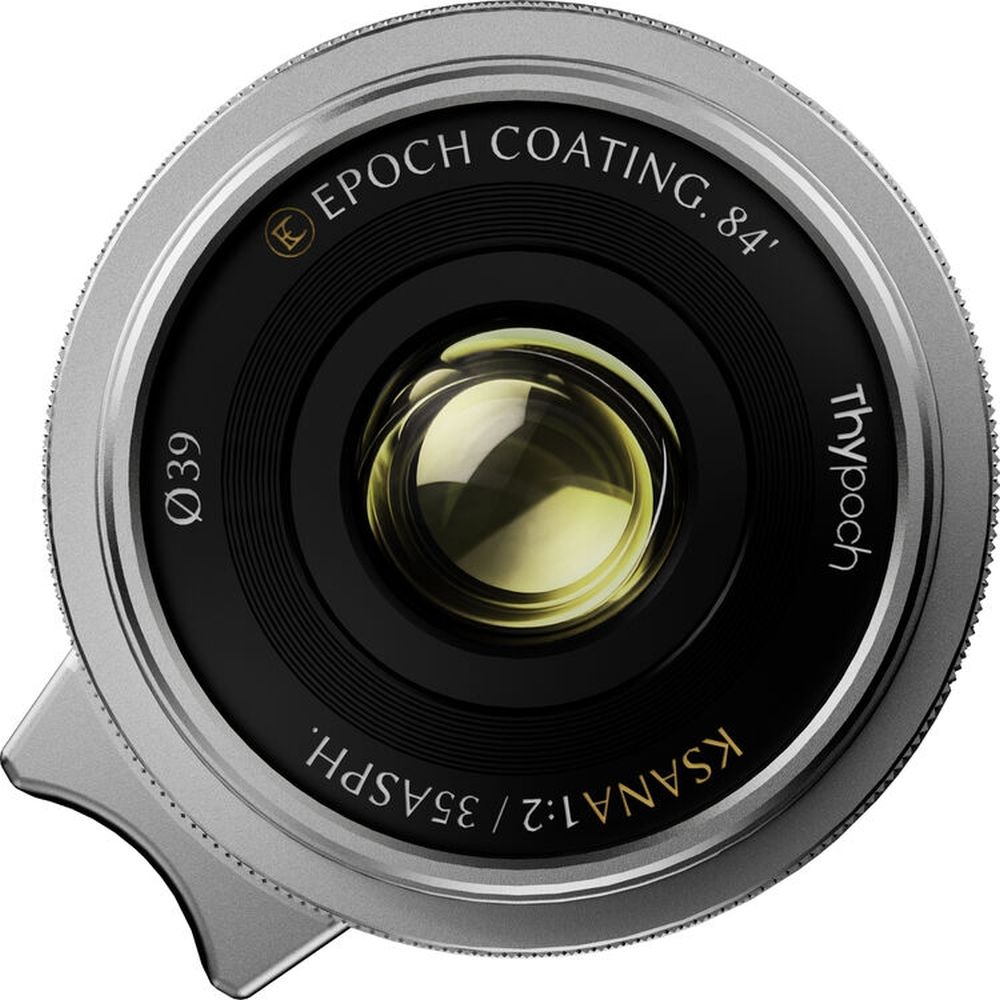Thypoch Full-frame Ksana 35mm f/2 ASPH. with lens hood Leica M, silver chrome