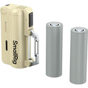 Kit caricabatterie SmallRig 6089 con 2 batterie 21700 da 5000 mAh, colore marrone sabbia.