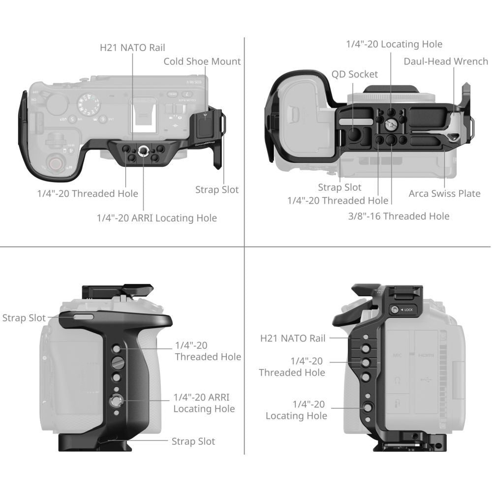 Kit gabbia di ripresa verticale a sgancio rapido SmallRig 6382 "HawkLock" per Canon EOS R6 V