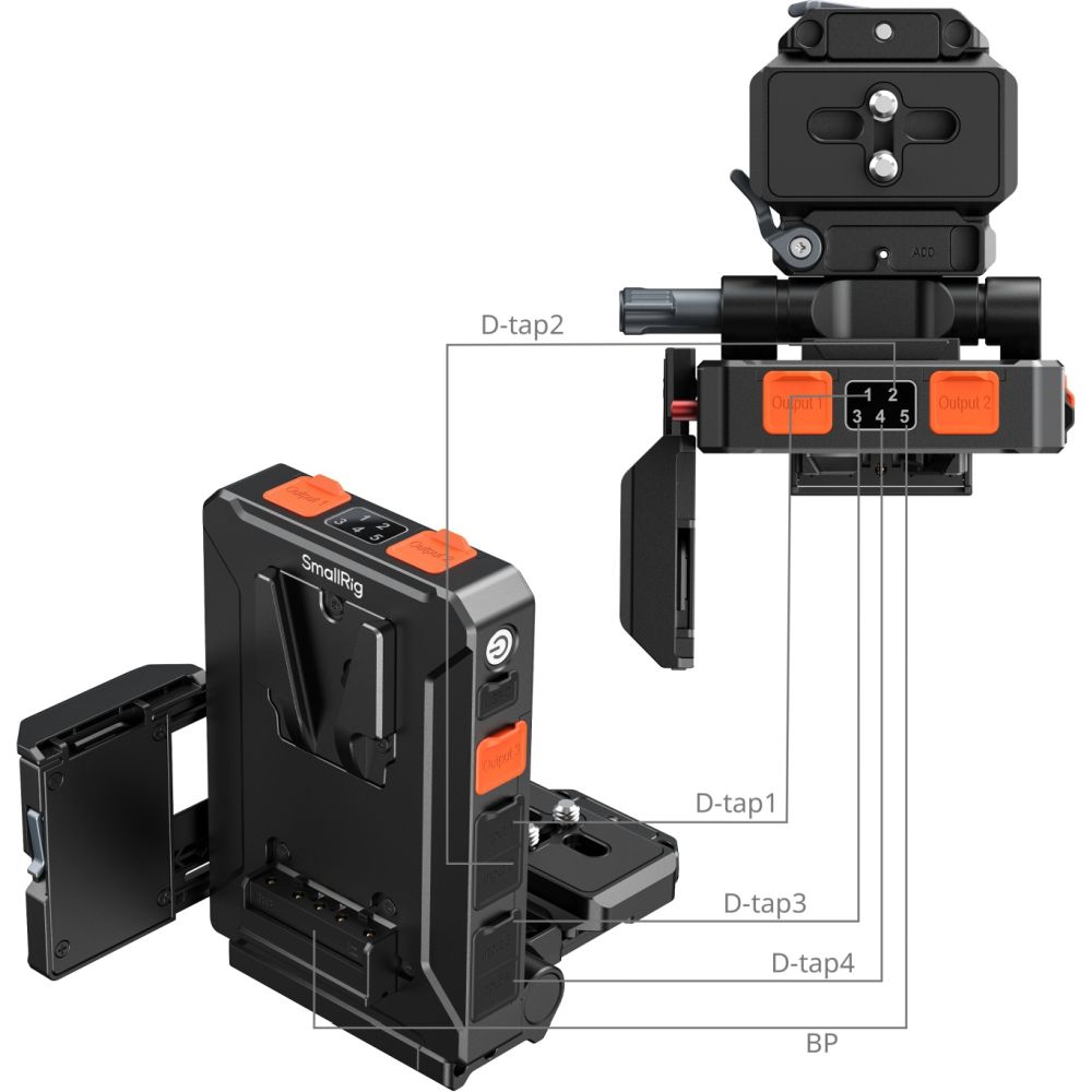 Adattatore per batteria V-Attacco con gestione intelligente dell'alimentazione SmallRig 5899 (compatibile con piastra a sgancio rapido Arca-Swiss)