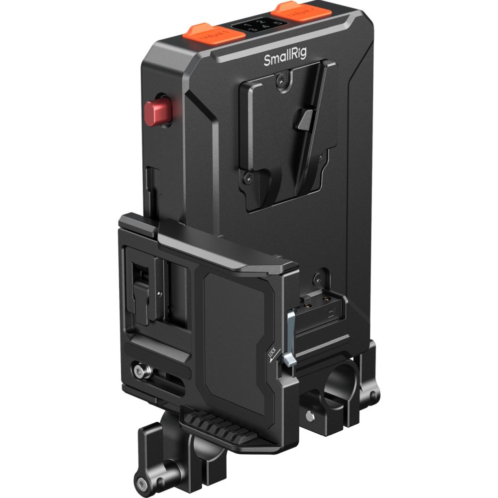 Piastra adattatrice per batteria V-Attacco con gestione intelligente dell'alimentazione SmallRig 5881 (con morsetto a doppia asta da 15mm)