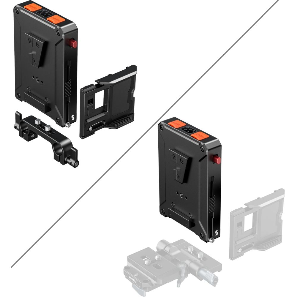 Piastra adattatrice per batteria V-Attacco con gestione intelligente dell'alimentazione SmallRig 5881 (con morsetto a doppia asta da 15mm)